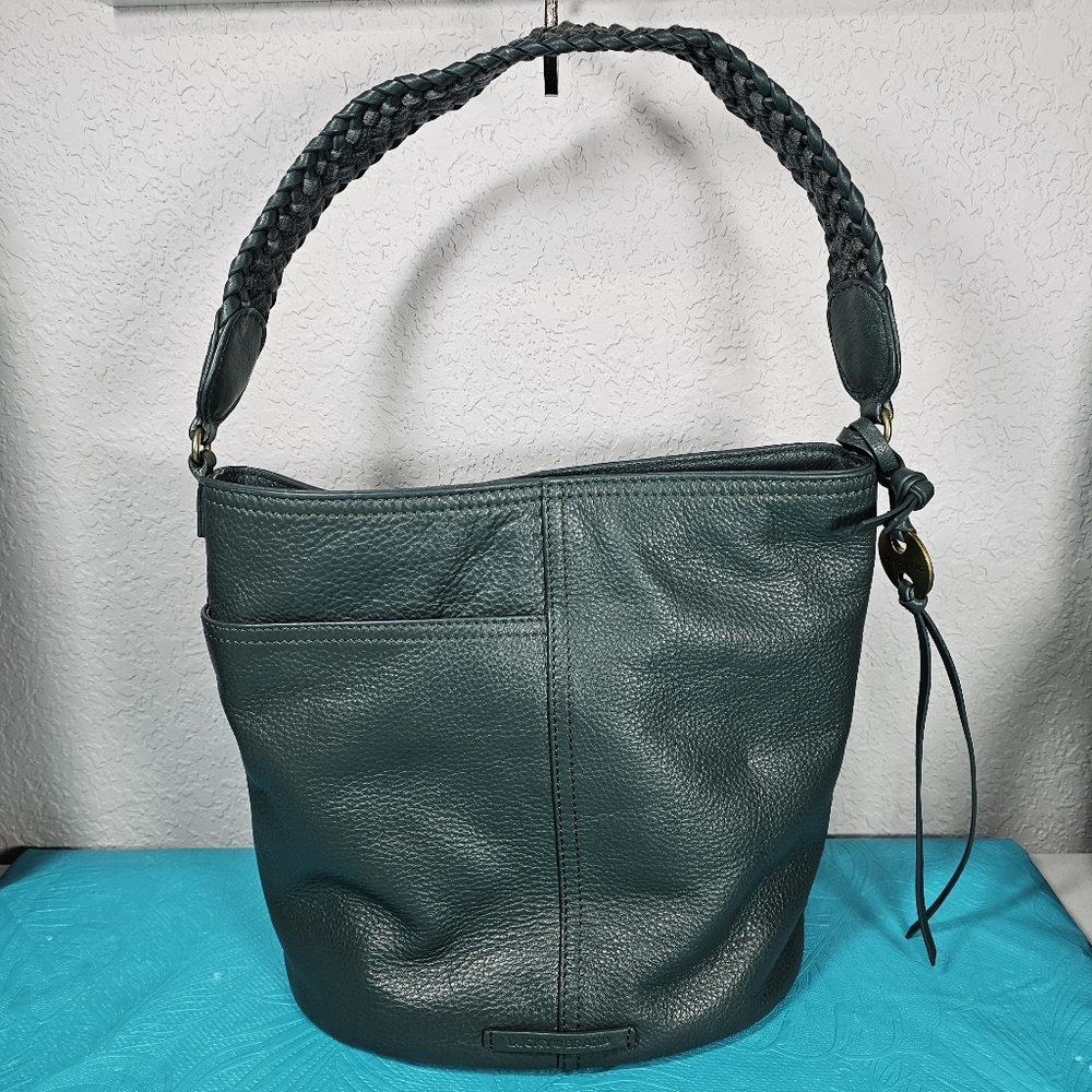 Lucky Brand Green Leather Bucket Bag
